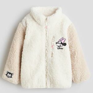 Disney Girls' Minnie Sherpa Puffer Jacket in Cream, Tan & Pink